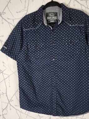 Broken Threads Navy Anchor Print Cotton Button Front Shirt